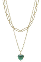 Metal Chain Heart Pendant 2 Layered Necklace | Mixtshop LLC
