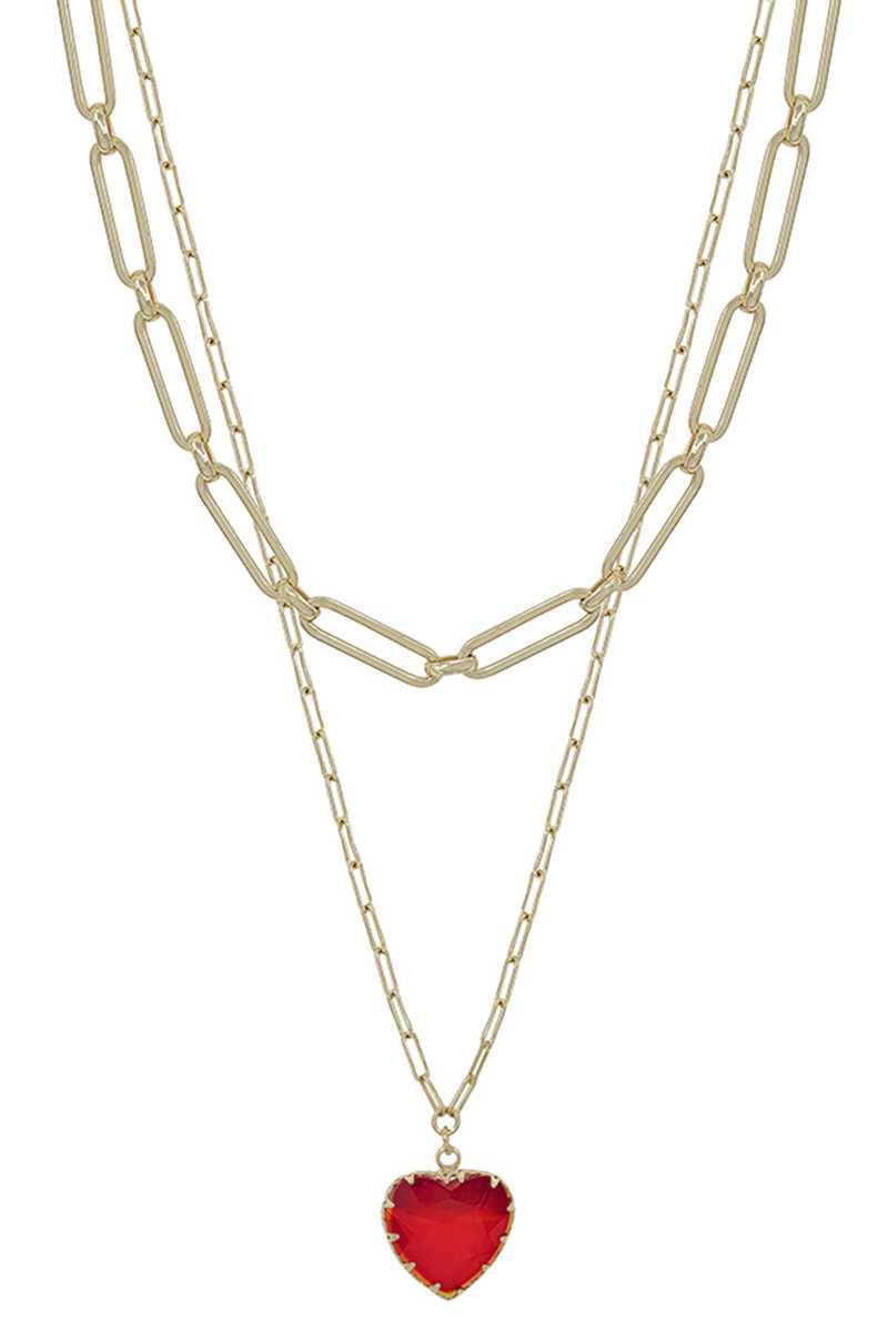 Metal Chain Heart Pendant 2 Layered Necklace | Mixtshop LLC