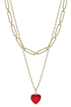 Metal Chain Heart Pendant 2 Layered Necklace | Mixtshop LLC