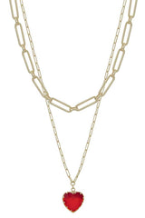 Metal Chain Heart Pendant 2 Layered Necklace | Mixtshop LLC