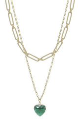 Metal Chain Heart Pendant 2 Layered Necklace | Mixtshop LLC