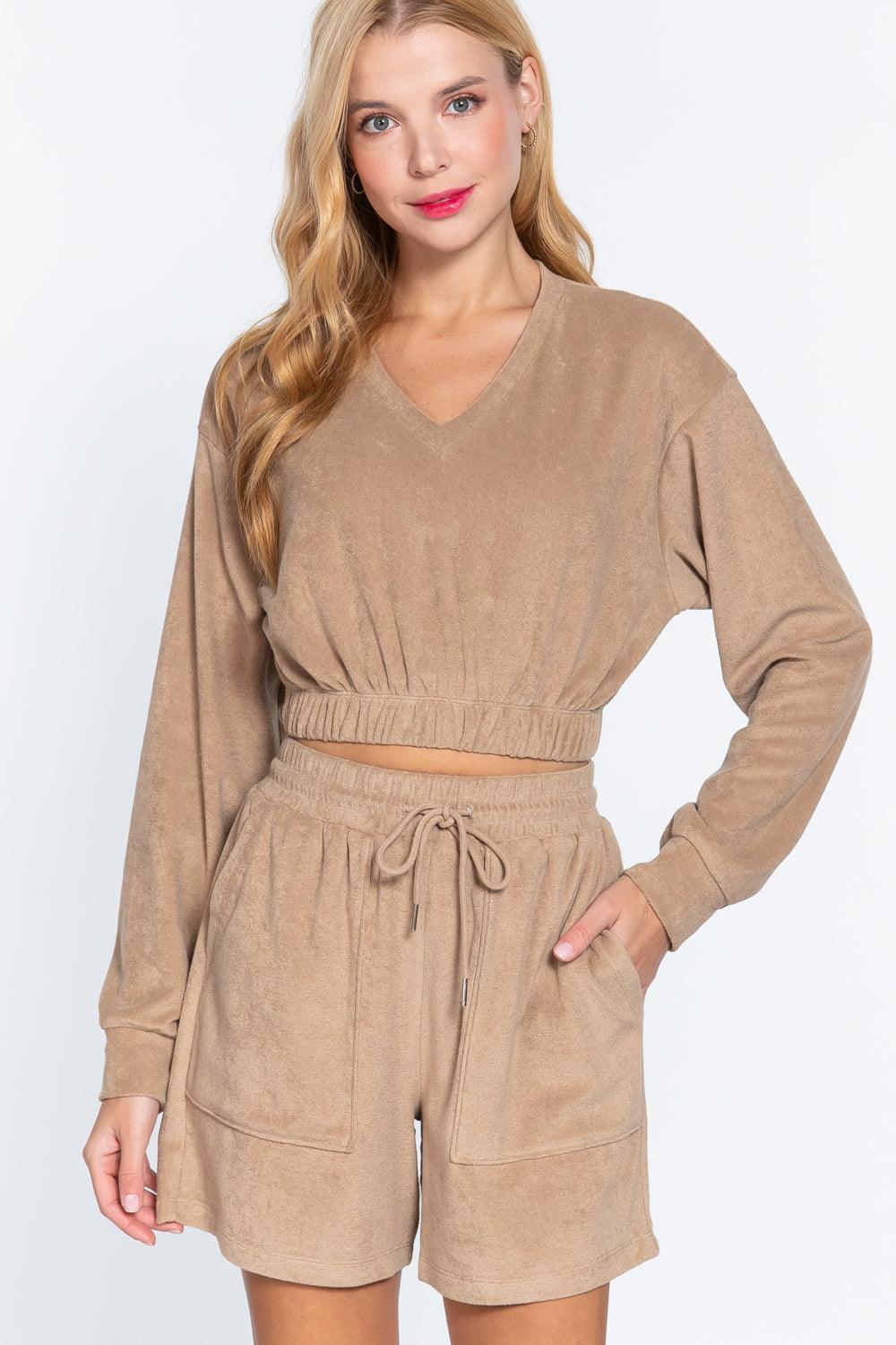Elasticized Hem Terry Towelling Top | Mixtshop LLC Main image