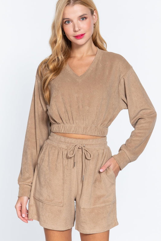 Elasticized Hem Terry Towelling Top | Mixtshop LLC