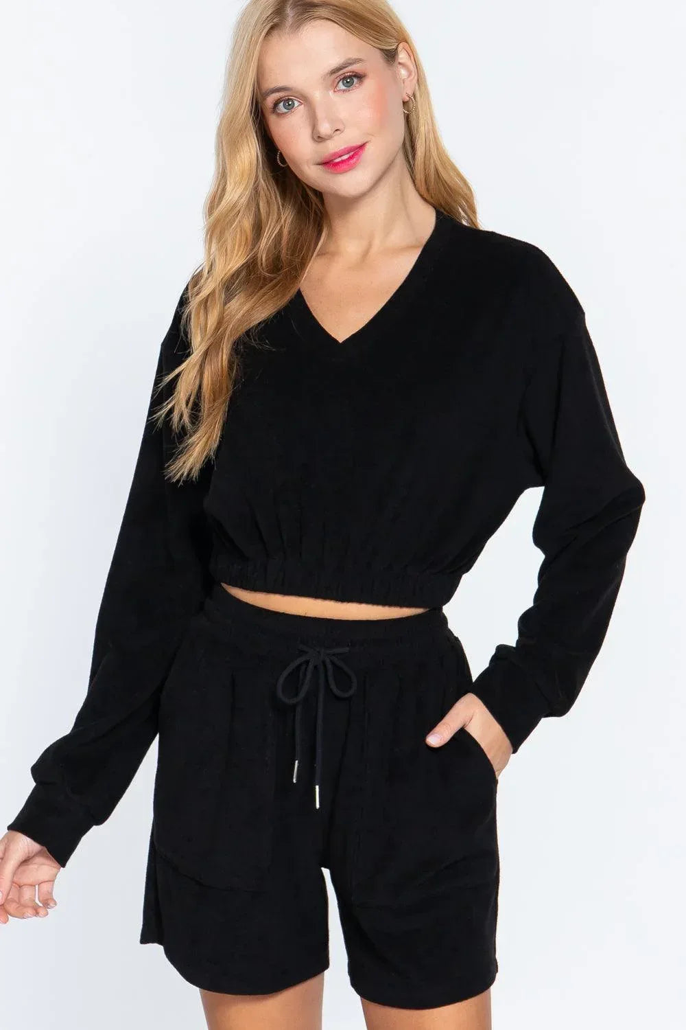 Elasticized Hem Terry Towelling Top | Mixtshop LLC Main image