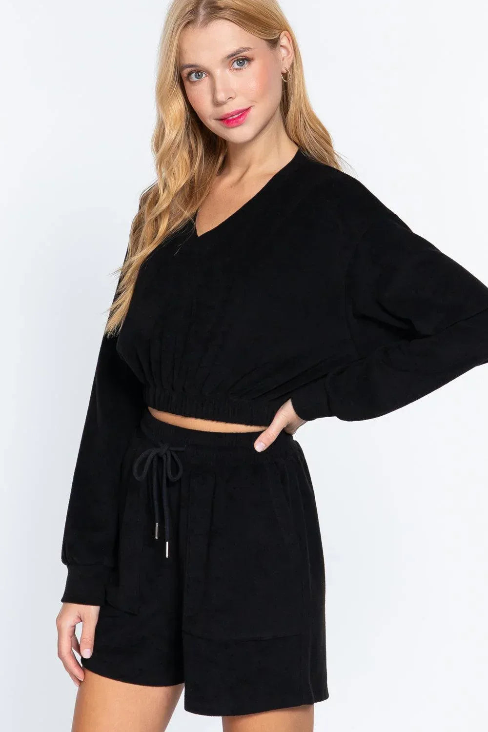 Elasticized Hem Terry Towelling Top Secondary image