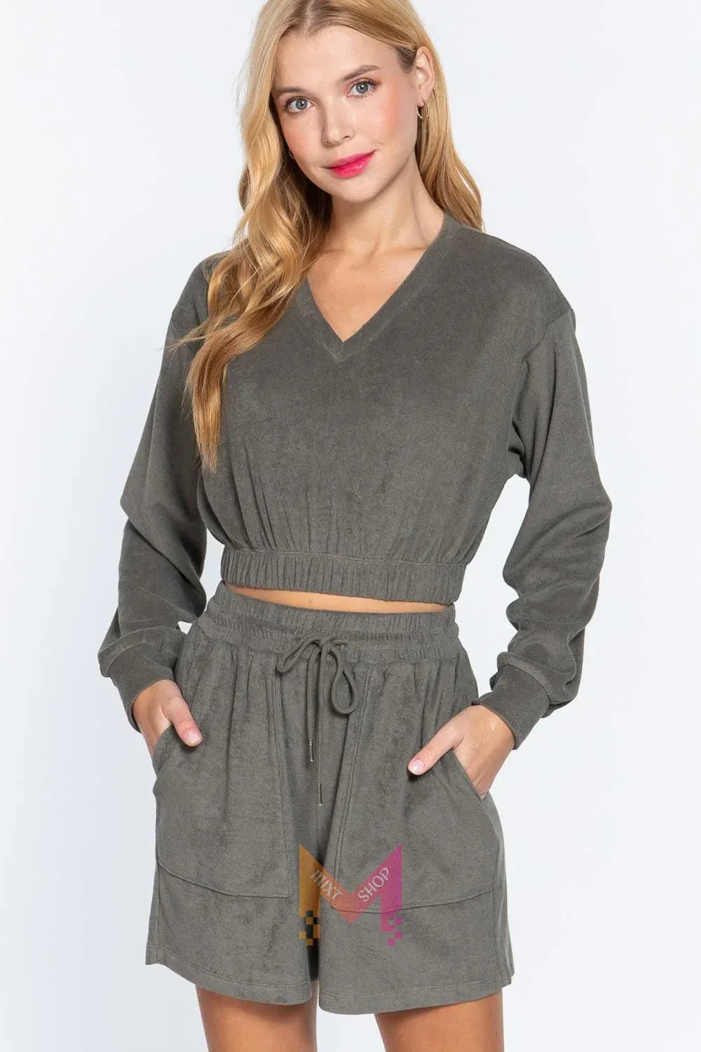 Elasticized Hem Terry Towelling Top | Mixtshop LLC Main image