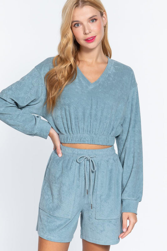 Elasticized Hem Terry Towelling Top | Mixtshop LLC