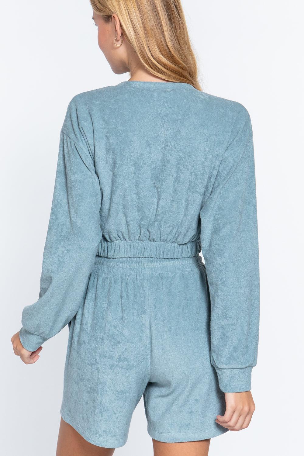 Elasticized Hem Terry Towelling Top | Mixtshop LLC
