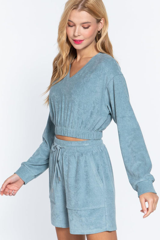 Elasticized Hem Terry Towelling Top | Mixtshop LLC