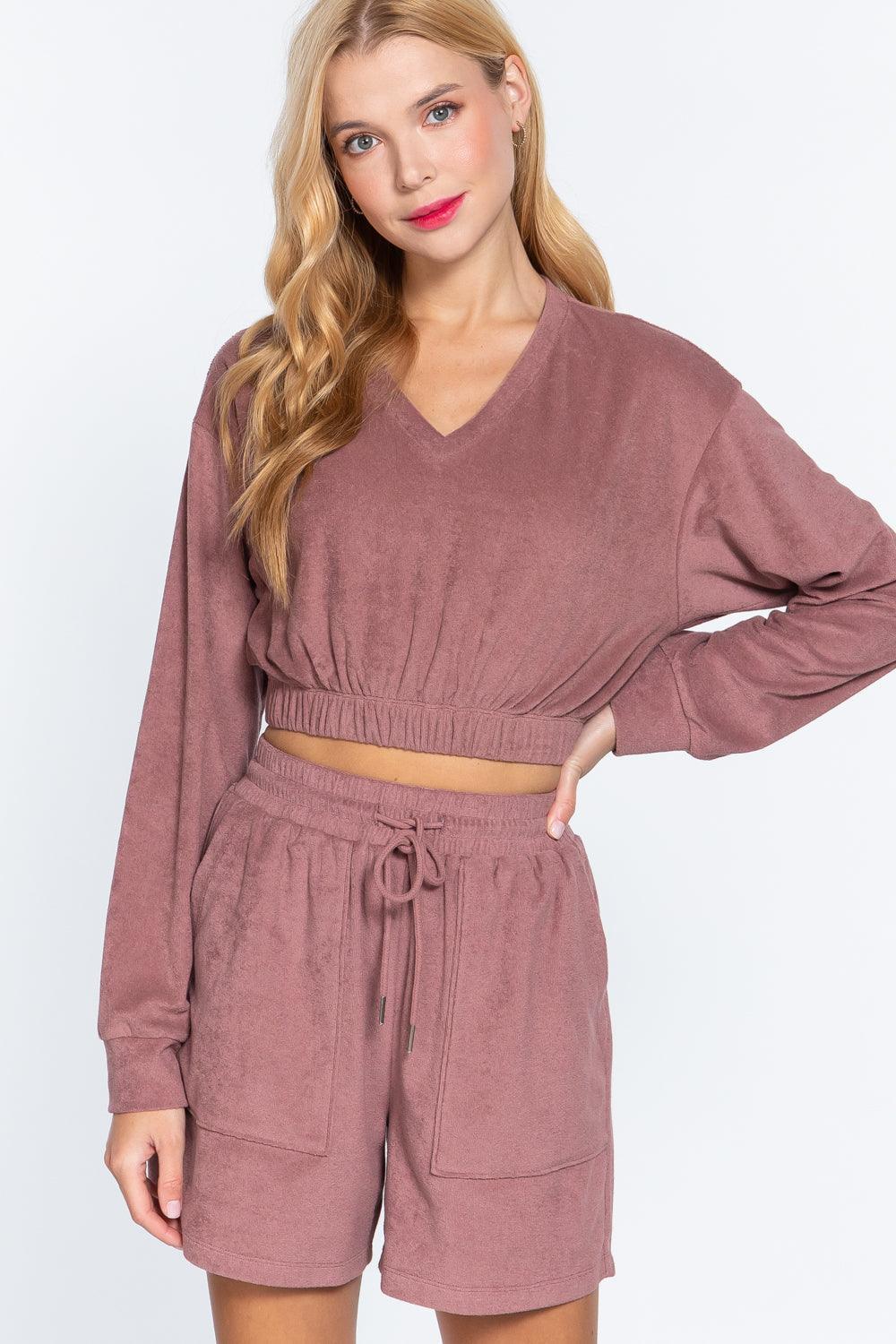 Elasticized Hem Terry Towelling Top | Mixtshop LLC Main image