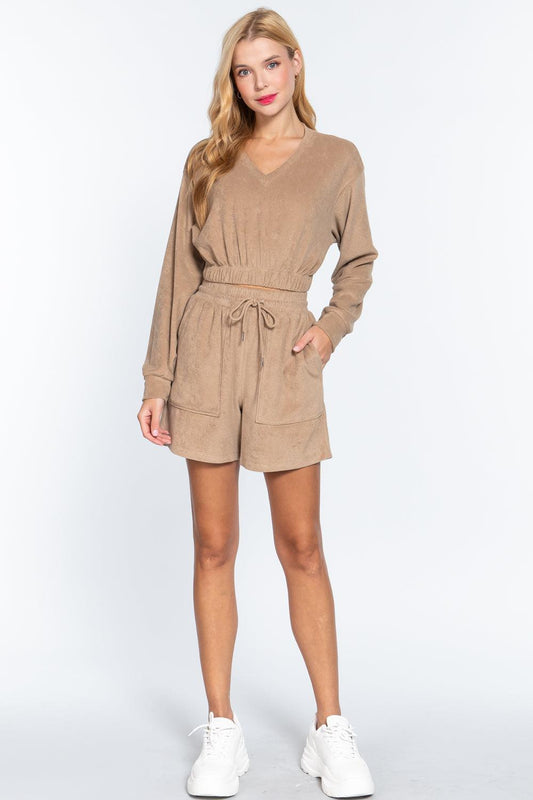 Elasticized Hem Terry Towelling Top | Mixtshop LLC