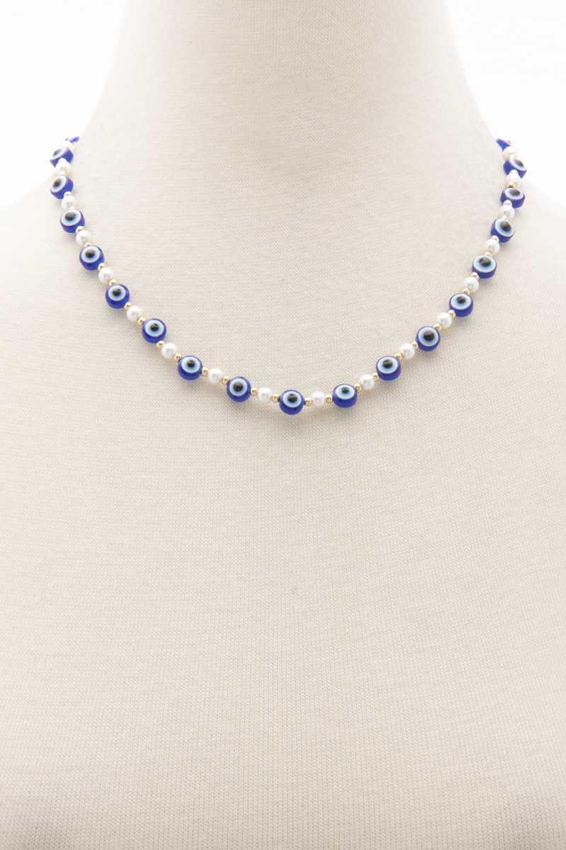 Evil Eye Pearl Bead Necklace Secondary image