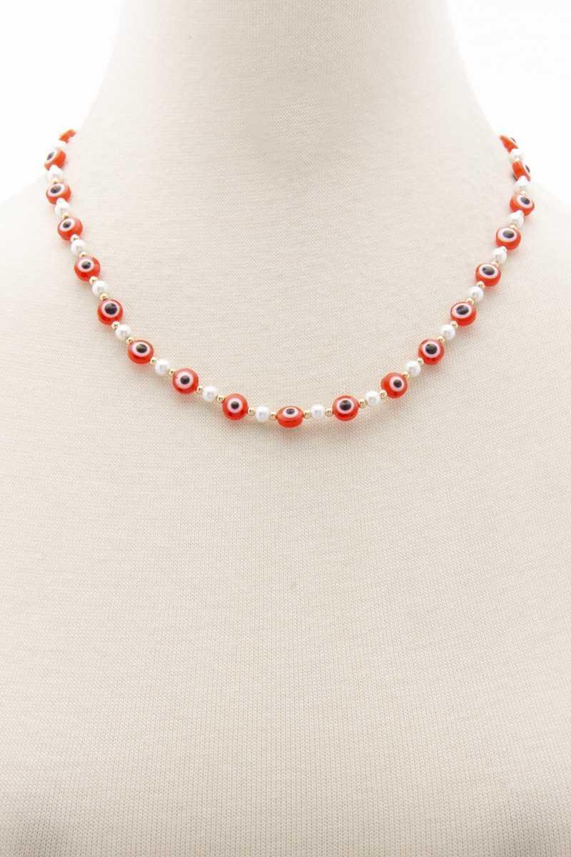 Evil Eye Pearl Bead Necklace | Mixtshop LLC