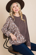 Cute Animal French Terry Brush Contrast Print Pullover With Cuff Detail | Mixtshop LLC