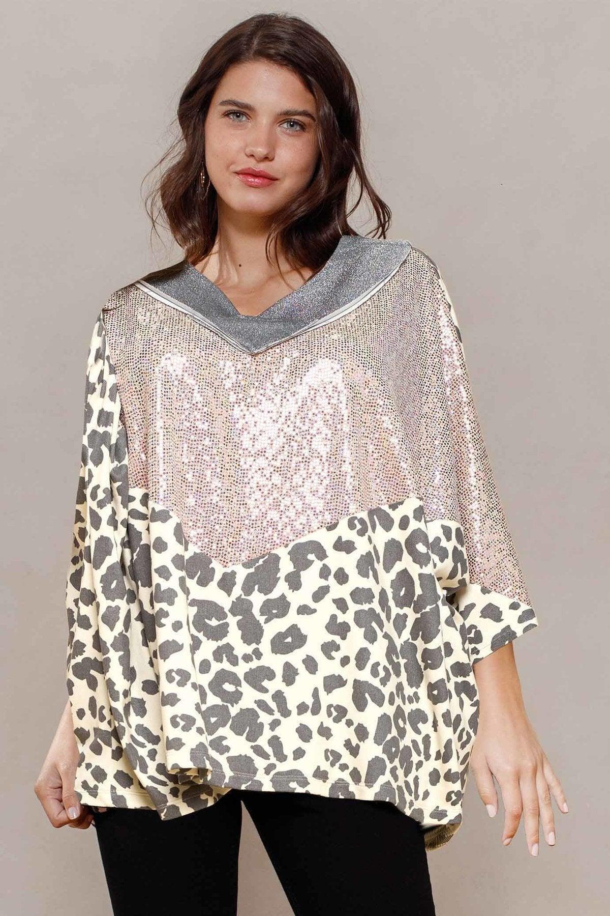 Multi Print Oversized V-neckline | Mixtshop LLC Main image
