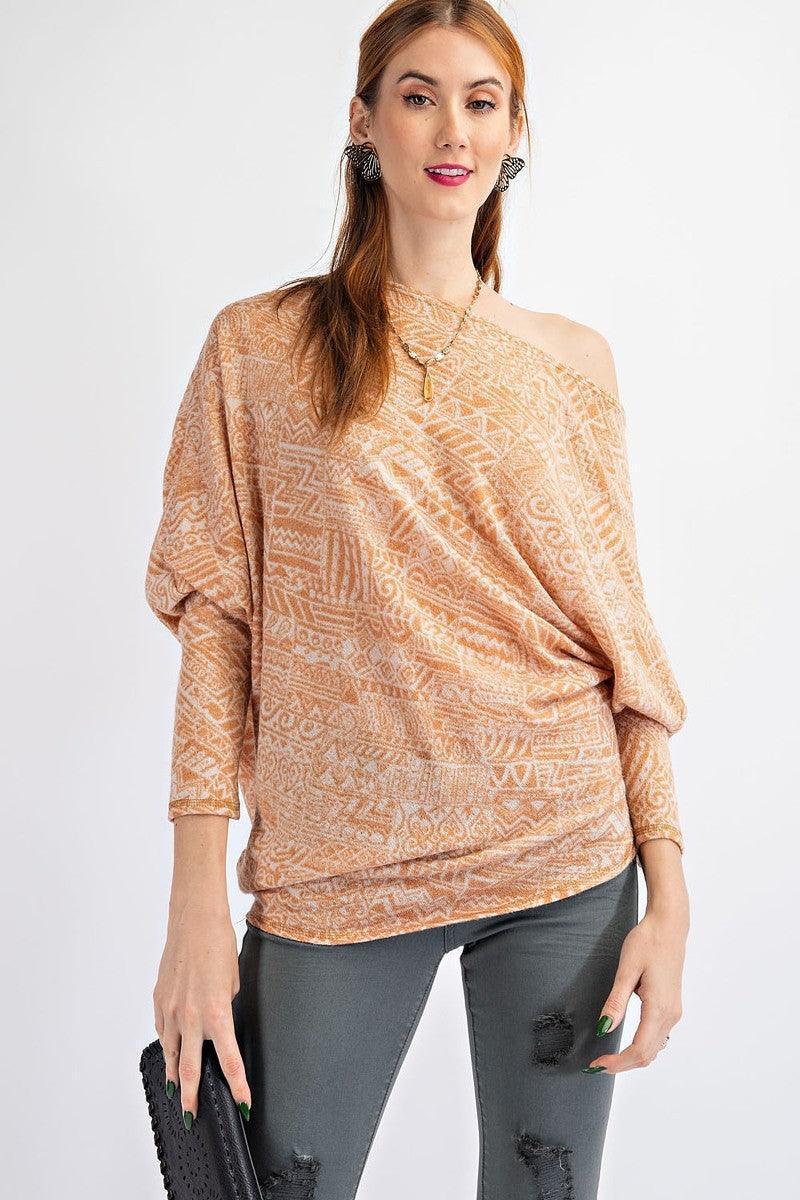 Tribal Printed Knit Top | Mixtshop LLC Main image