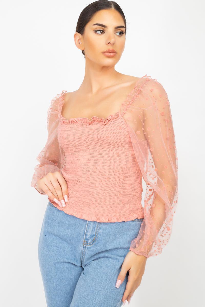 Square Neck Smocking Top | Mixtshop LLC Main image