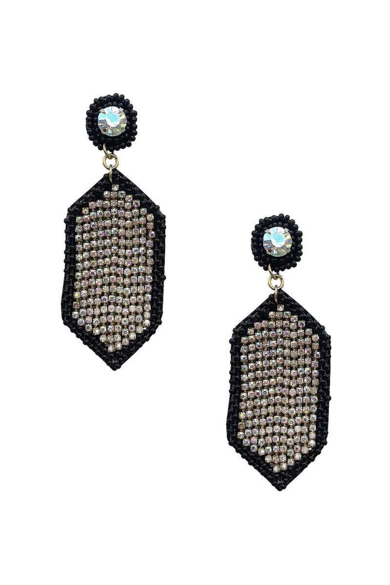Seed Bead Rhinestone Hexagon Dangle Earring | Mixtshop LLC Main image