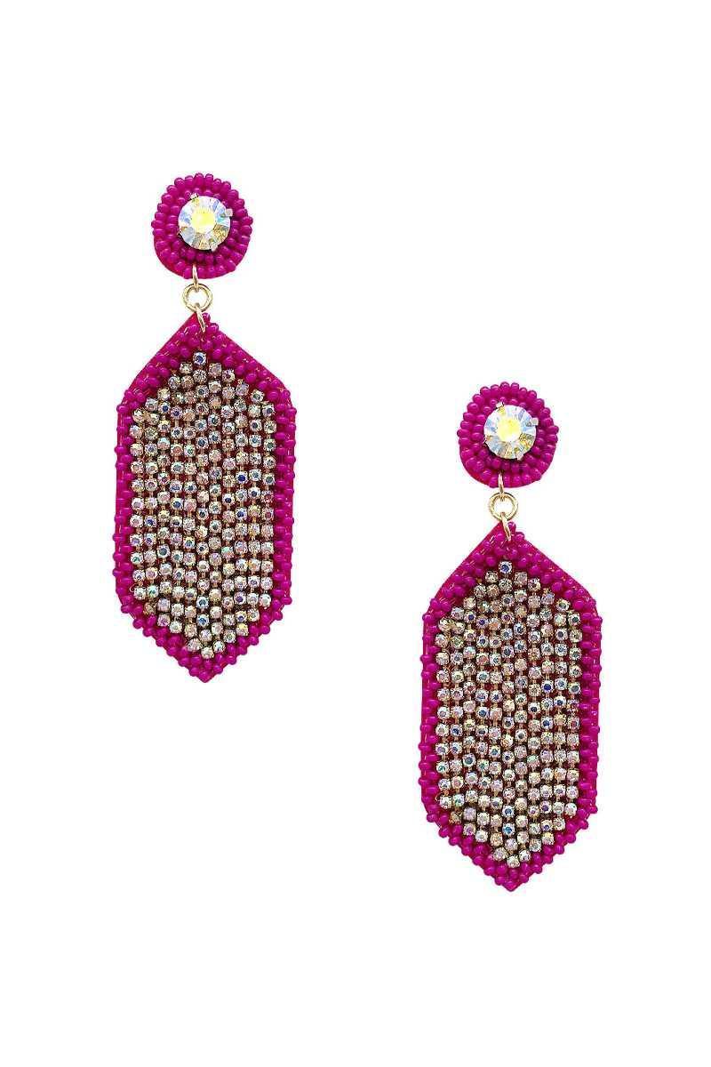 Seed Bead Rhinestone Hexagon Dangle Earring | Mixtshop LLC