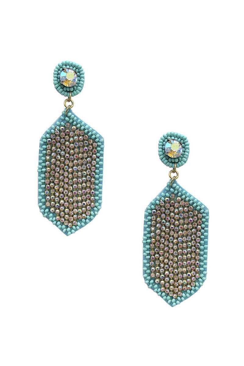Seed Bead Rhinestone Hexagon Dangle Earring | Mixtshop LLC