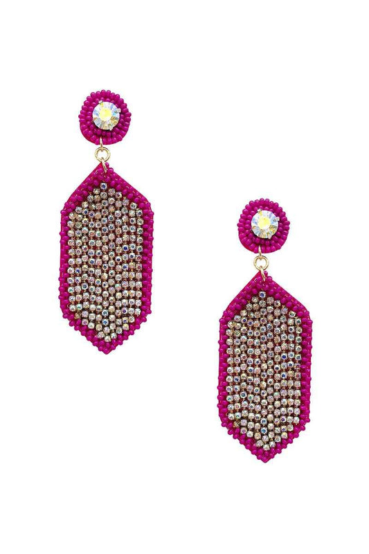 Seed Bead Rhinestone Hexagon Dangle Earring | Mixtshop LLC