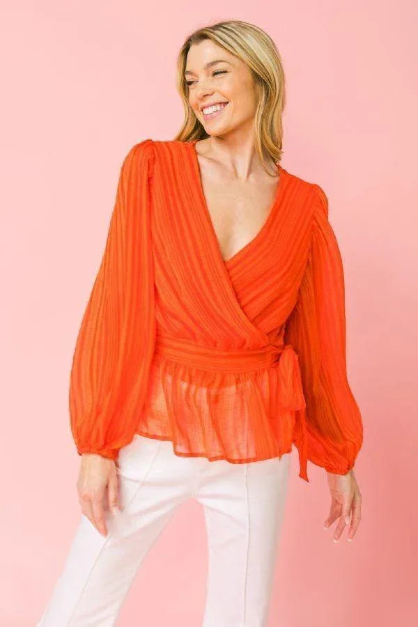 Surplice Neckline Woven Top | Mixtshop LLC Main image