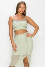 Studded Stone Cami Top & Slit Mini Skirts Set | Mixtshop LLC