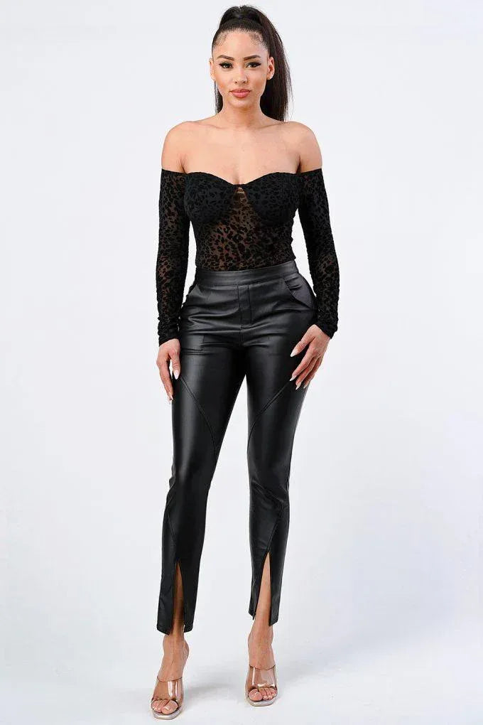 Leopard Print Off Shoulder Bodysuit Secondary image