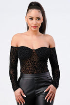Leopard Print Off Shoulder Bodysuit | Mixtshop LLC