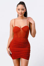Luxe Glitter Front Mesh Ribbed Cami Mini Dress | Mixtshop LLC