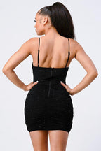 Luxe Glitter Front Mesh Ribbed Cami Mini Dress | Mixtshop LLC