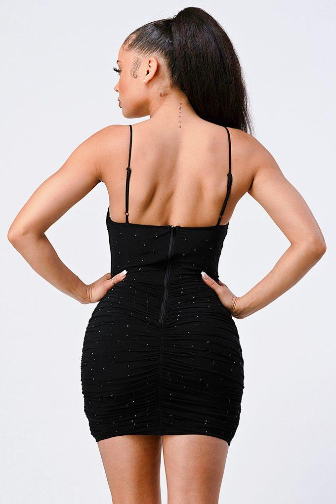 Luxe Glitter Front Mesh Ribbed Cami Mini Dress | Mixtshop LLC