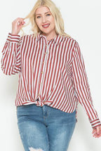 Multi Stripe Side Slit Cotton Shirt | Mixtshop LLC