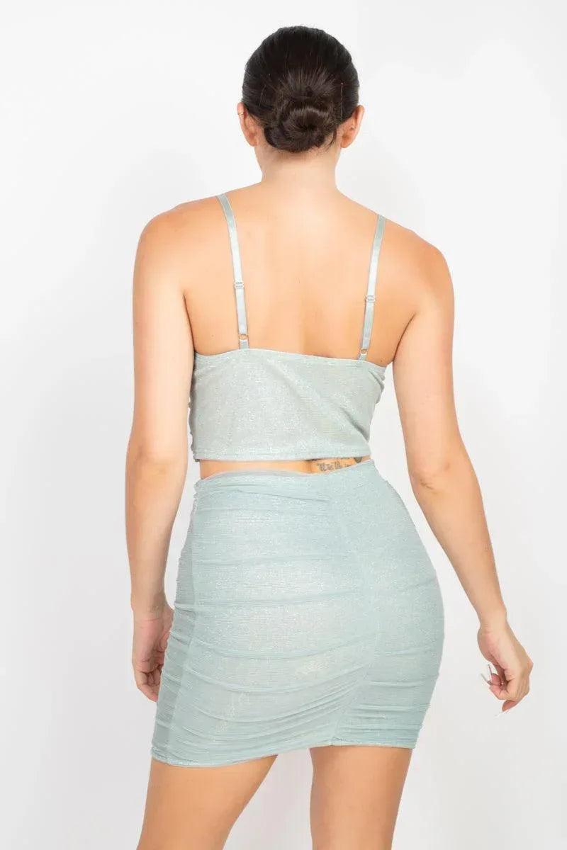 Shirred Cami Top & Mini Skirts Set | Mixtshop LLC