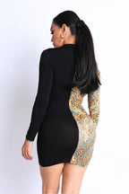 Colorblocked Deep V Collared Dress | Mixtshop LLC