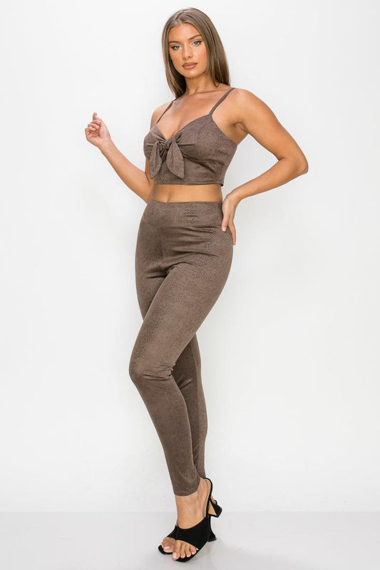 Embossed Snake Print Top And Leggings Set | Mixtshop LLC