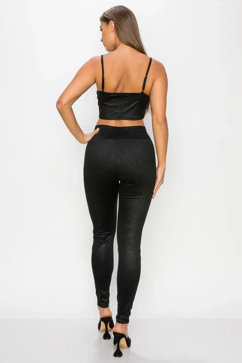 Embossed Snake Print Top And Leggings Set | Mixtshop LLC