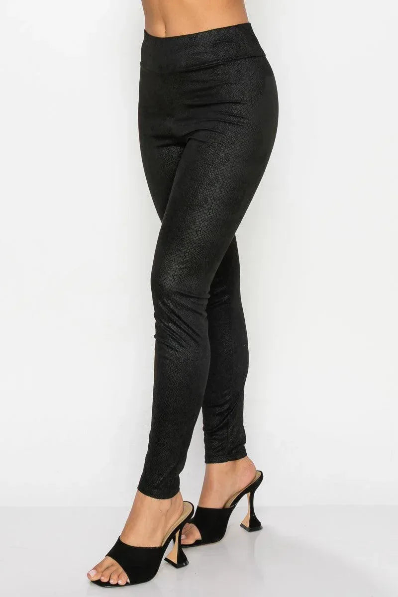 Embossed Snake Print Top And Leggings Set | Mixtshop LLC
