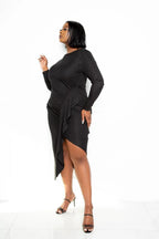 Asymmetrical Sweater Dress With Waterfall Ruffle | Mixtshop LLC