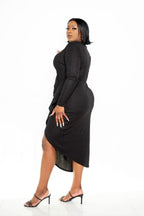 Asymmetrical Sweater Dress With Waterfall Ruffle | Mixtshop LLC