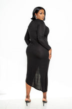 Asymmetrical Sweater Dress With Waterfall Ruffle | Mixtshop LLC
