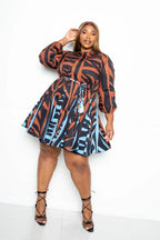 Mini Tie Waist Dress With Contrast Animal Print | Mixtshop LLC