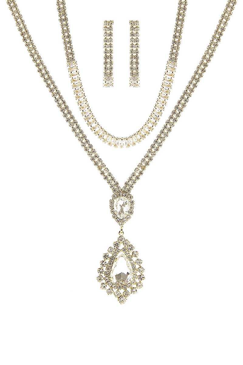 Crystal Dangle Tear Choker And Necklace Set | Mixtshop LLC