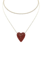 Rhinestone Heart Choker And Necklace Set | Mixtshop LLC