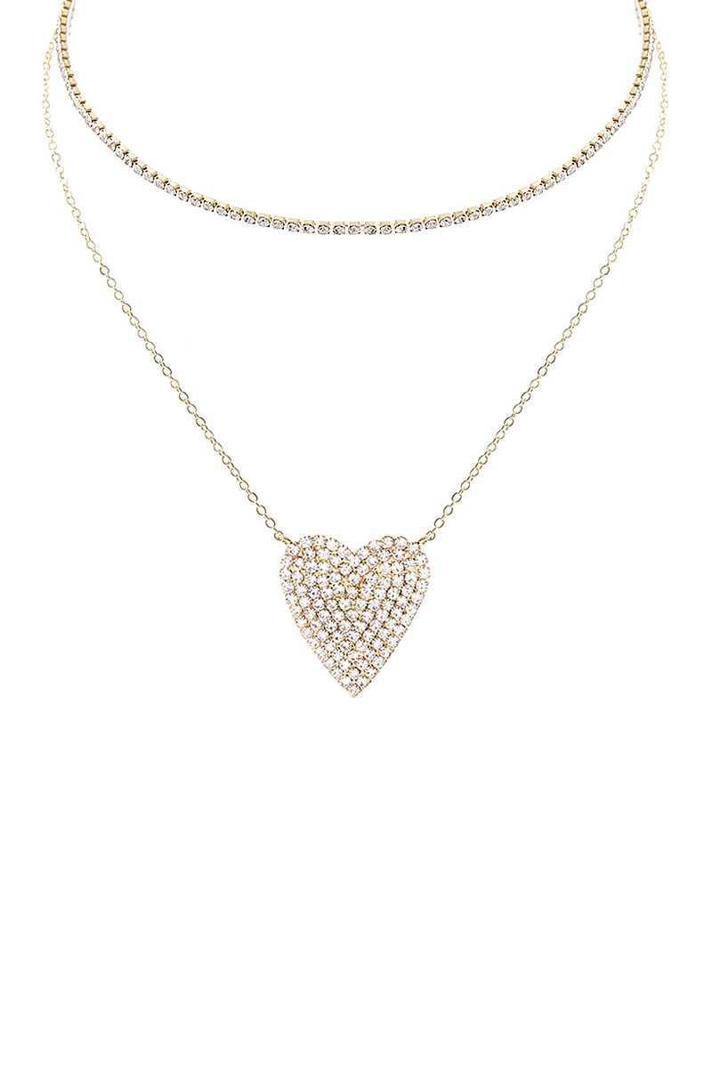 Rhinestone Heart Choker And Necklace Set Secondary image