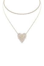 Rhinestone Heart Choker And Necklace Set | Mixtshop LLC