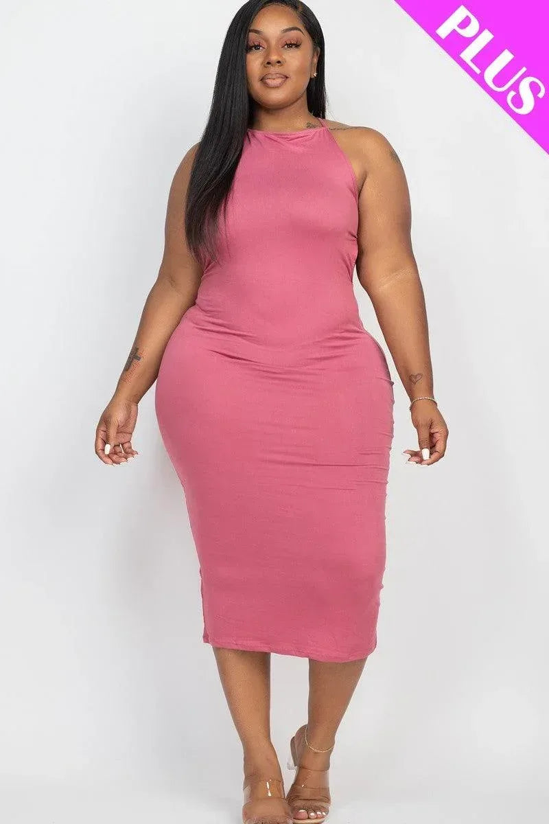 Plus Open Back Criscross Maxi Fashion Dress | Mixtshop LLC Main image