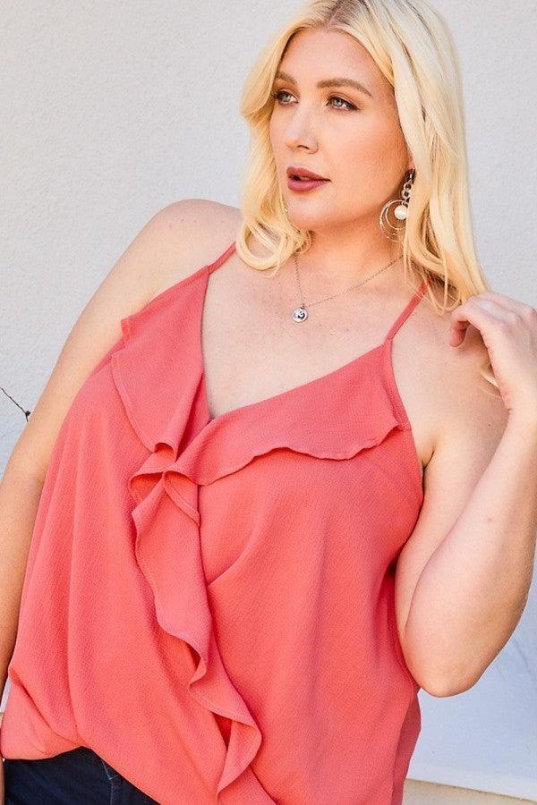 Front Surplice Ruffle Cami Top | Mixtshop LLC