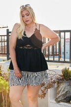 Lace Trim Detail Two Shoulder Back Cross Top | Mixtshop LLC