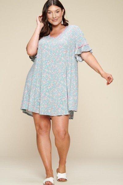 Plus Size Spring Floral Printed Lovely Swing Dress Secondary image